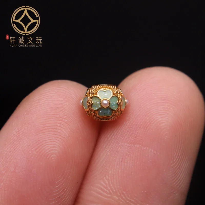 Original Gold Plated Floral Barrel Top Waist Spacer Beads Handmade Stringing Knotting DIY High Quality Scholar Craft Accessory