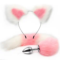 Cat Tail Anal Plug with Hairpin Bdsm Toy Flirting Metal Butt Plug Tail Sex Toys for Woman Man Couples Cosplay Adult Game Shop