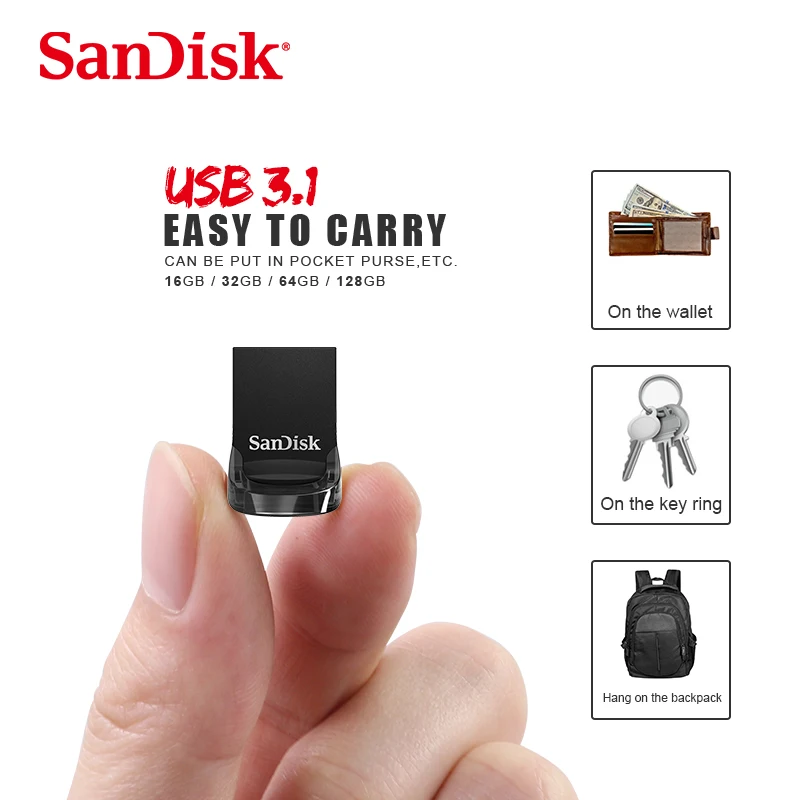 Sandisk USB Flash Drive 3.2 Mini Pendrive USB Flash Drive 128 64 32GB Pen Drive 400Mb USB Flash Stick Disk Key Usb For Computer