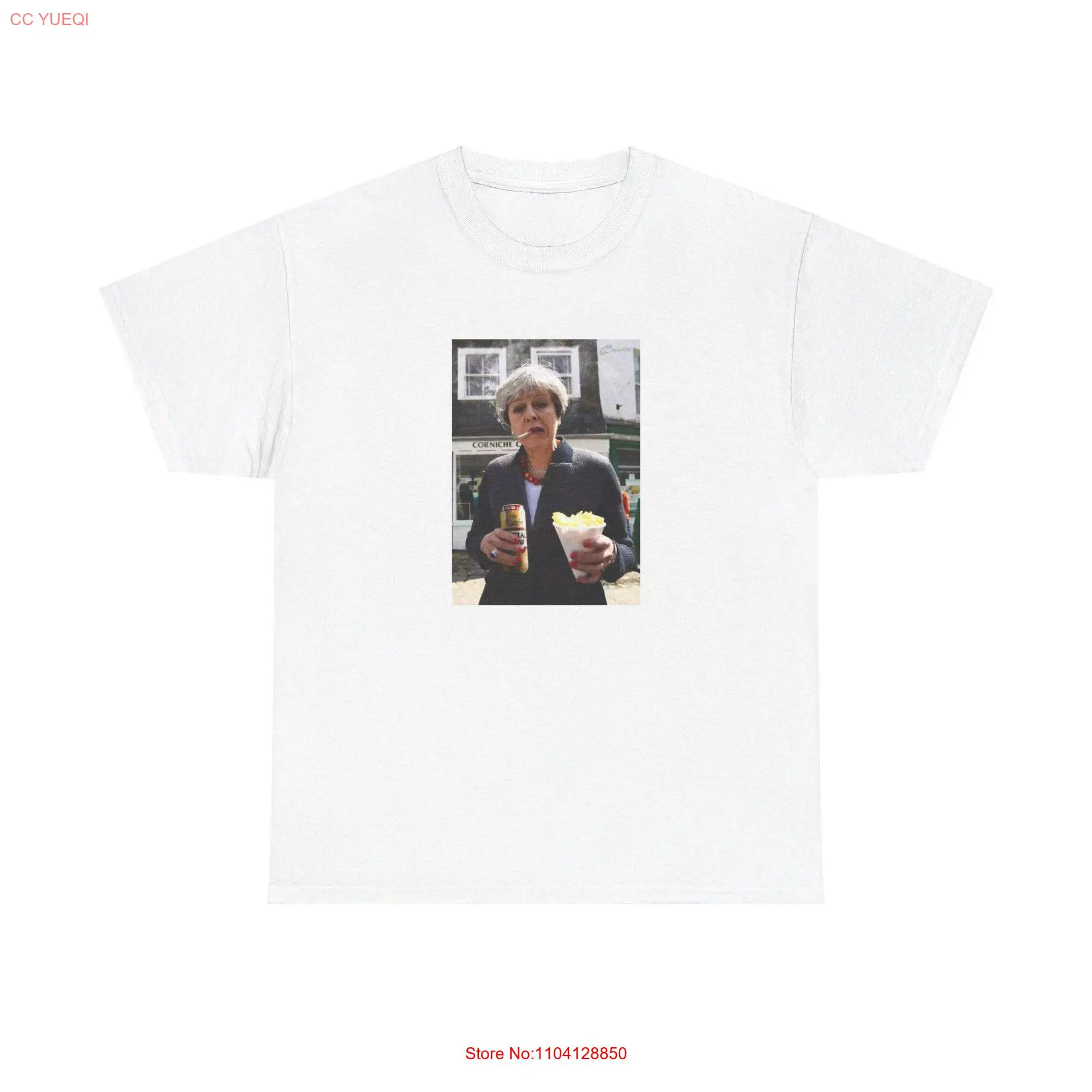 Theresa May Smoking Vintage Cotton T Shirt long or short sleeves