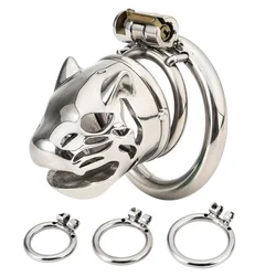 Stainless Steel Penis Lock Chastity Cage Set Small Male Metal Lion Penis Cage Bondage Belt Cock Ring Slave Restrained Man