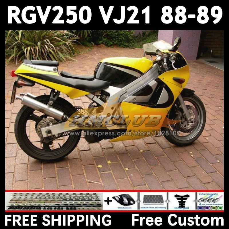 Body Kit For SUZUKI SAPC VJ21 RGV250 88 89 18No.24 yellow stock RGVT250 VJ 21 RGV-250 RGVT RGV 250 CC 1988 1989 Full Fairing Set