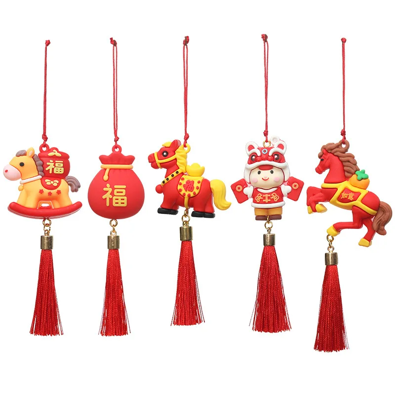 

Horse-Year Spring Festival Rubber Figurine Ornaments Mascots Shopping Mall Corporate Decor Annual Meeting Gifts Hanging Decor