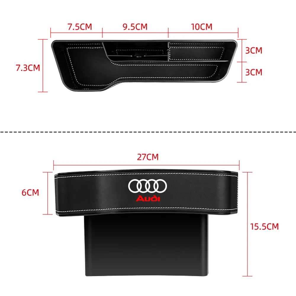 Multifunctional Car Seat Gap Storage Box Phone Wallet Key Organizer For Audi Sline A1 A3 A4 A5 A6 A7 A8 Q2 Q3 Q5 Q7 Q8 TT S1 S3