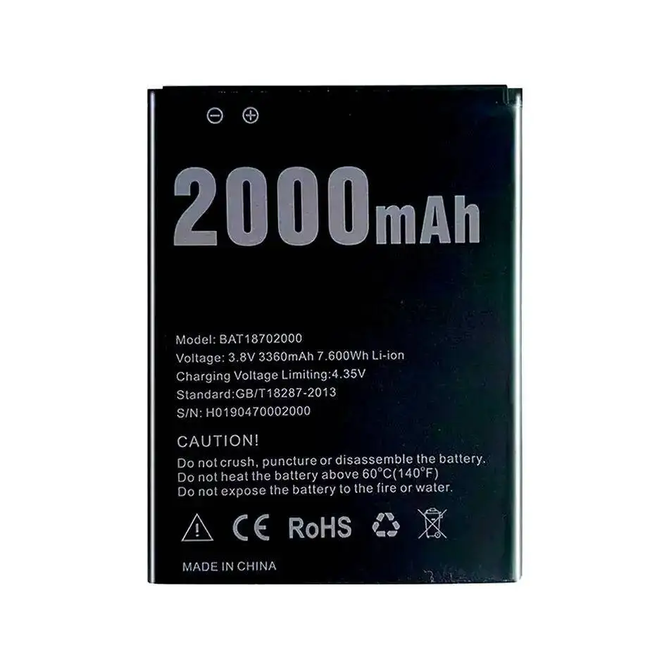 أداء طويل الأمد BAT18702000 بطارية الهاتف المحمول 2000Mah لـ Doogee X50 Safe