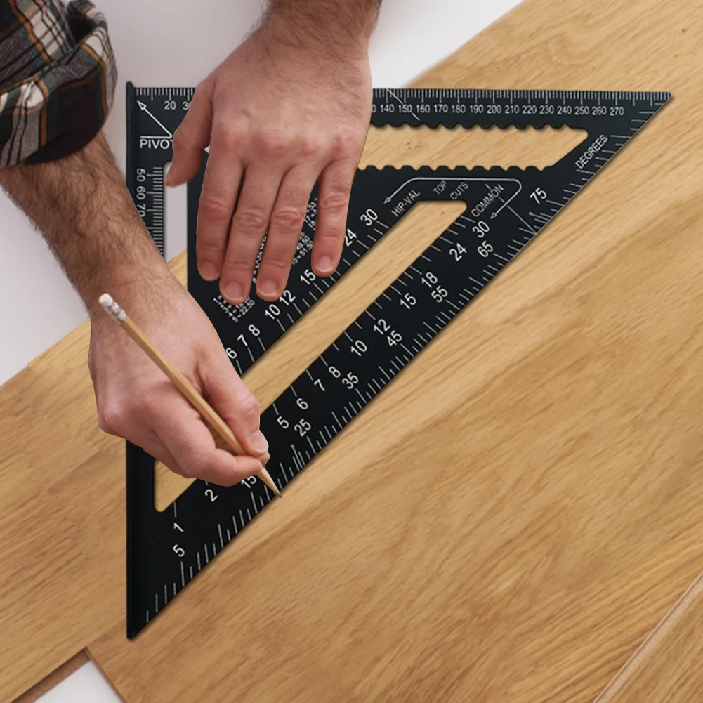 12 Inch Triangle Ruler Aluminum Alloy Speed ​​Square Angle Protractor High Precision Measuring Square Ruler Wood Working Tools