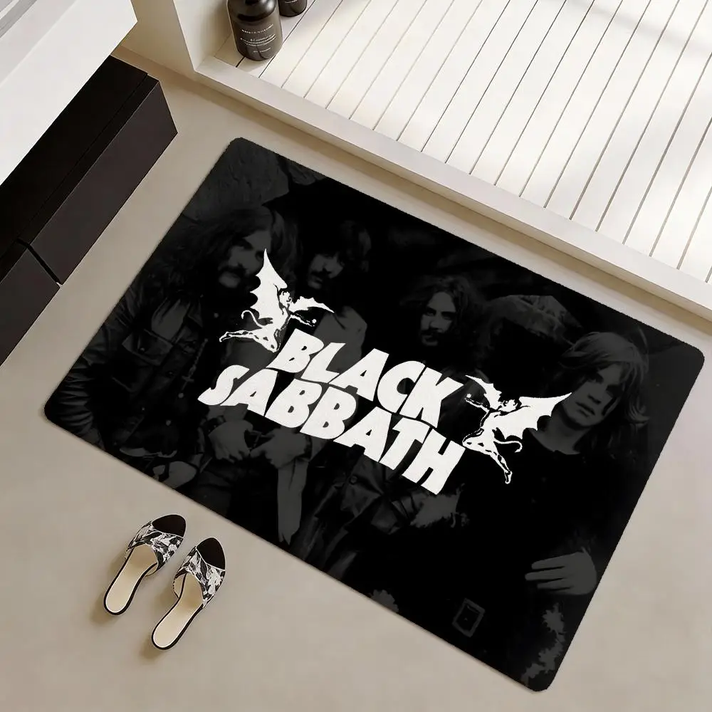 B-Black Sabbath Band-Fußmatte, weicher, rutschfester Flanell-Fußmatte – verdickter Teppich für Wohnzimmer-Heimdekoration