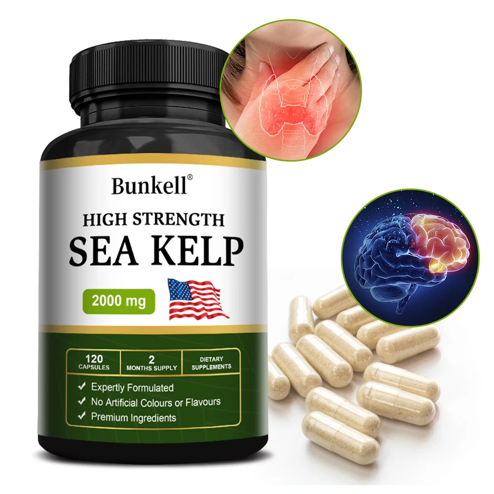 

Sea Kelp 2000mg - Natural Iodine Source, Thyroid Health, Nervous System, Cognitive Function, Energy & Immune Support, Non-GMO