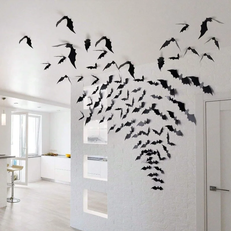 

3D PVC Bat Stickers Halloween Decoration Props House Party Decorations Ornaments 2024 Wall Waterproof Bedroom Horror Event Home