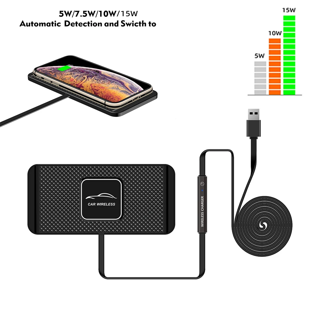 

Car Fast Wireless Charger Silicone Pad Cradle Stand Dock 15W for Samsung S20 S10 iPhone 13 11 Pro Xs Max Wireless Charging Stand