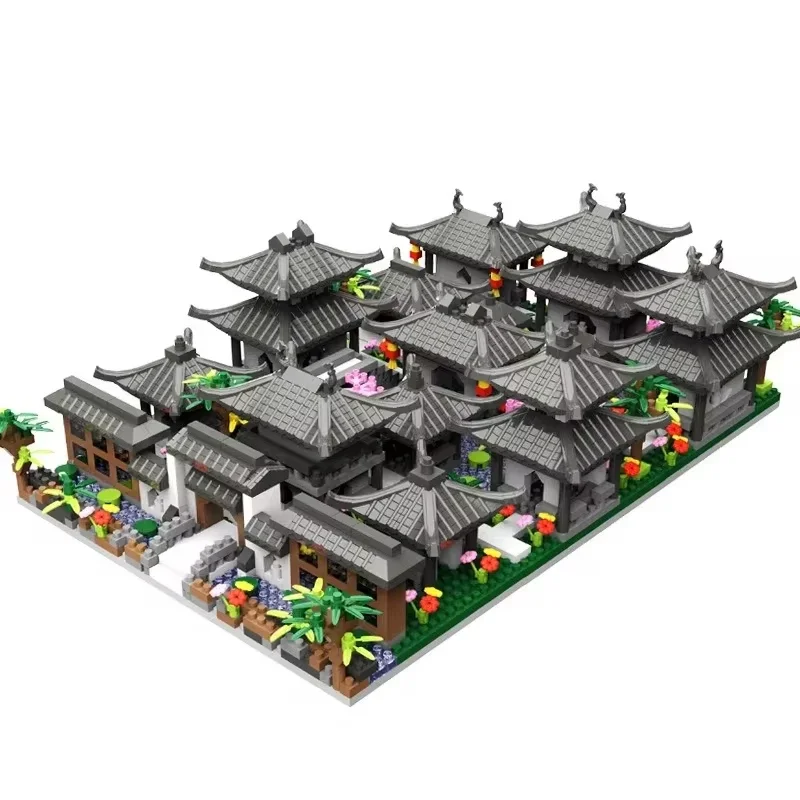Chińskie klocki konstrukcyjne Suzhou Garden, tradycyjna starożytna architektura, model DIY, puzzle, zabawka edukacyjna, dekoracja na biurko