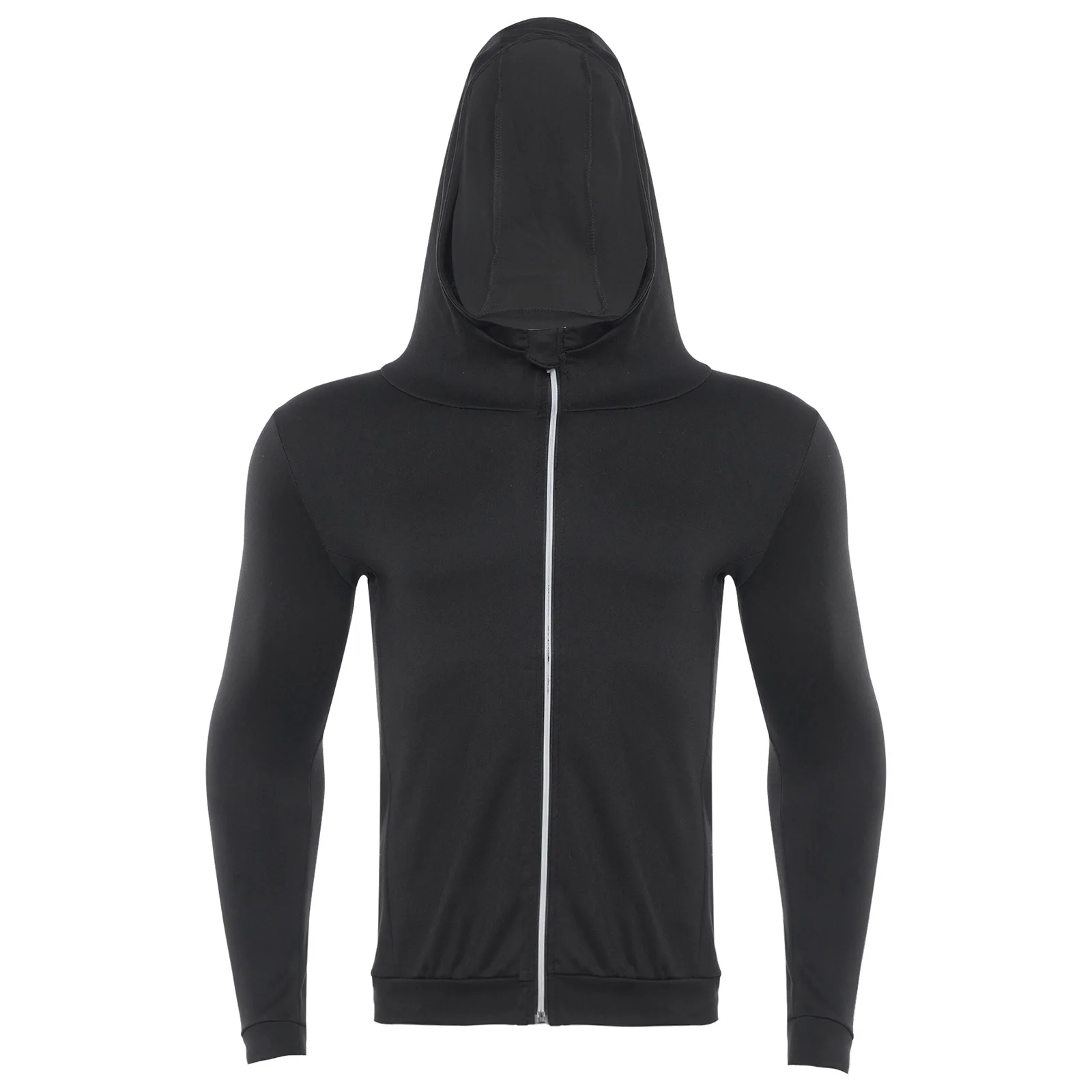 Cycling Tops Mens Thin Fleece-lined Hooded Sweatshirt Stand Collar Long Sleeve Zipper Hoodie for Outdoor Camping Hiking Running