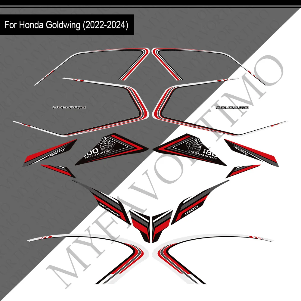 For Honda Goldwing GL1800 F6B Tour Protector Tank Pad Grips Gas Kit Knee Fairing Fender Stickers Decals 2022 2023 2024 2025