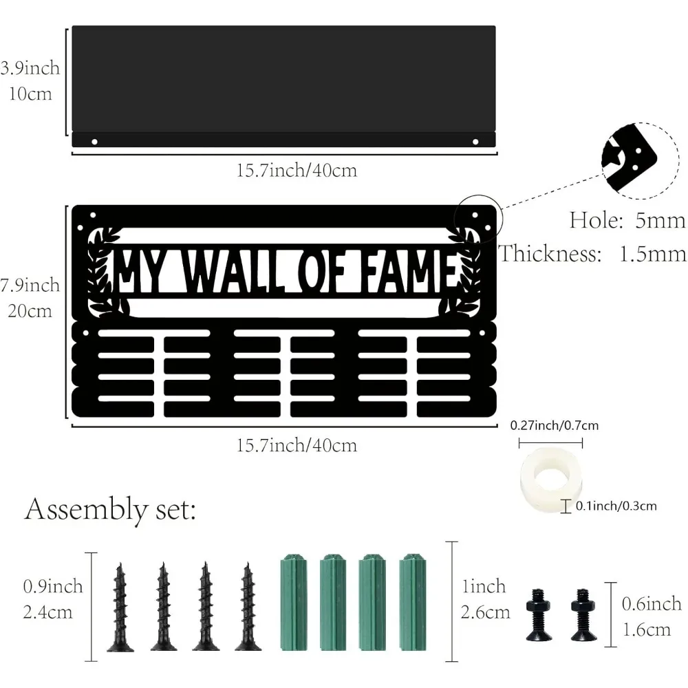 Medal Trophy Holder Medal Hanger Display with Shelf Stand Sports 4 Rows Wall Mount Hold 70+ Medals for Gymnastics making kit