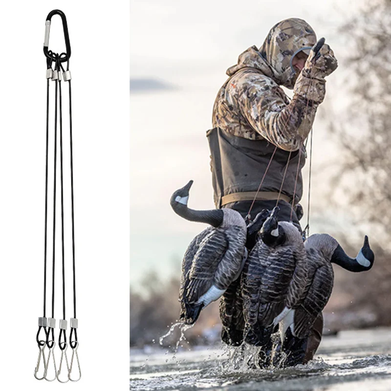 Gang Rig Mainline Decoy Drops PVC Coated Steel Cable Heavy Duty Clips Fast Connect Waterfowl Hunting Duck Goose Decoy Line Kit
