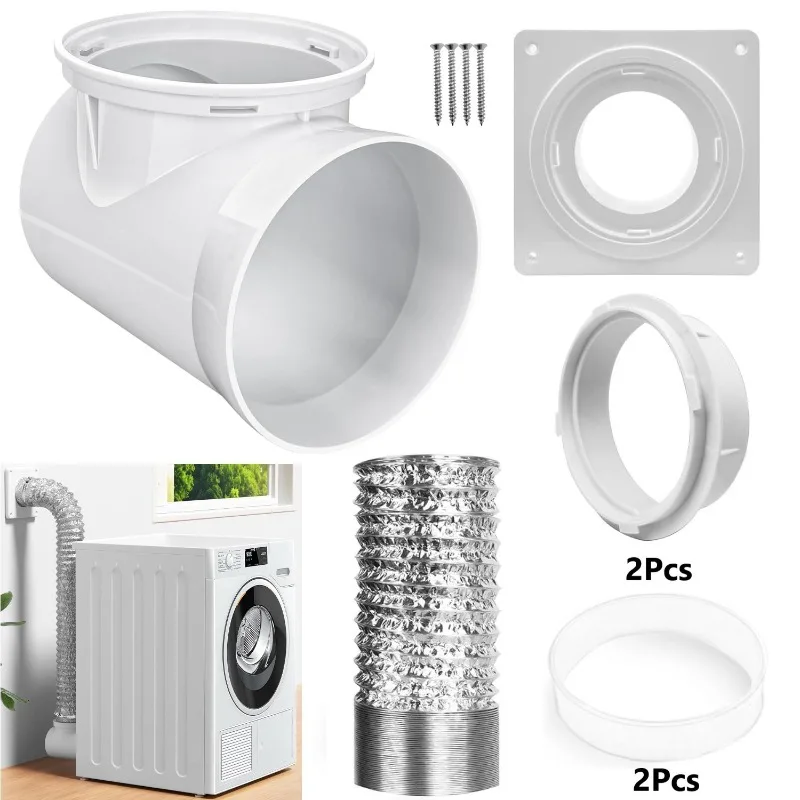 4 Inch Flexible Aluminum Foil Dryer Vent Hose Heat Resistant Exhaust Duct Pipe Connector Kit for Clothes Dryer Ventilation