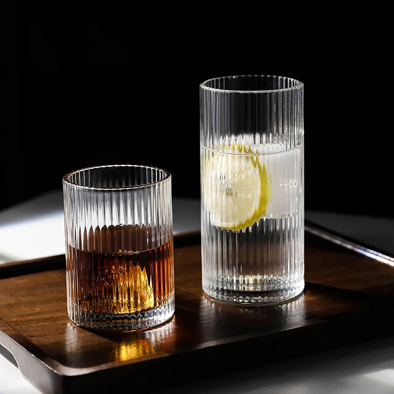 

Стеклянная чашка с вертикальной полосой, высококачественная термостойкая для домашней посуды для напитков