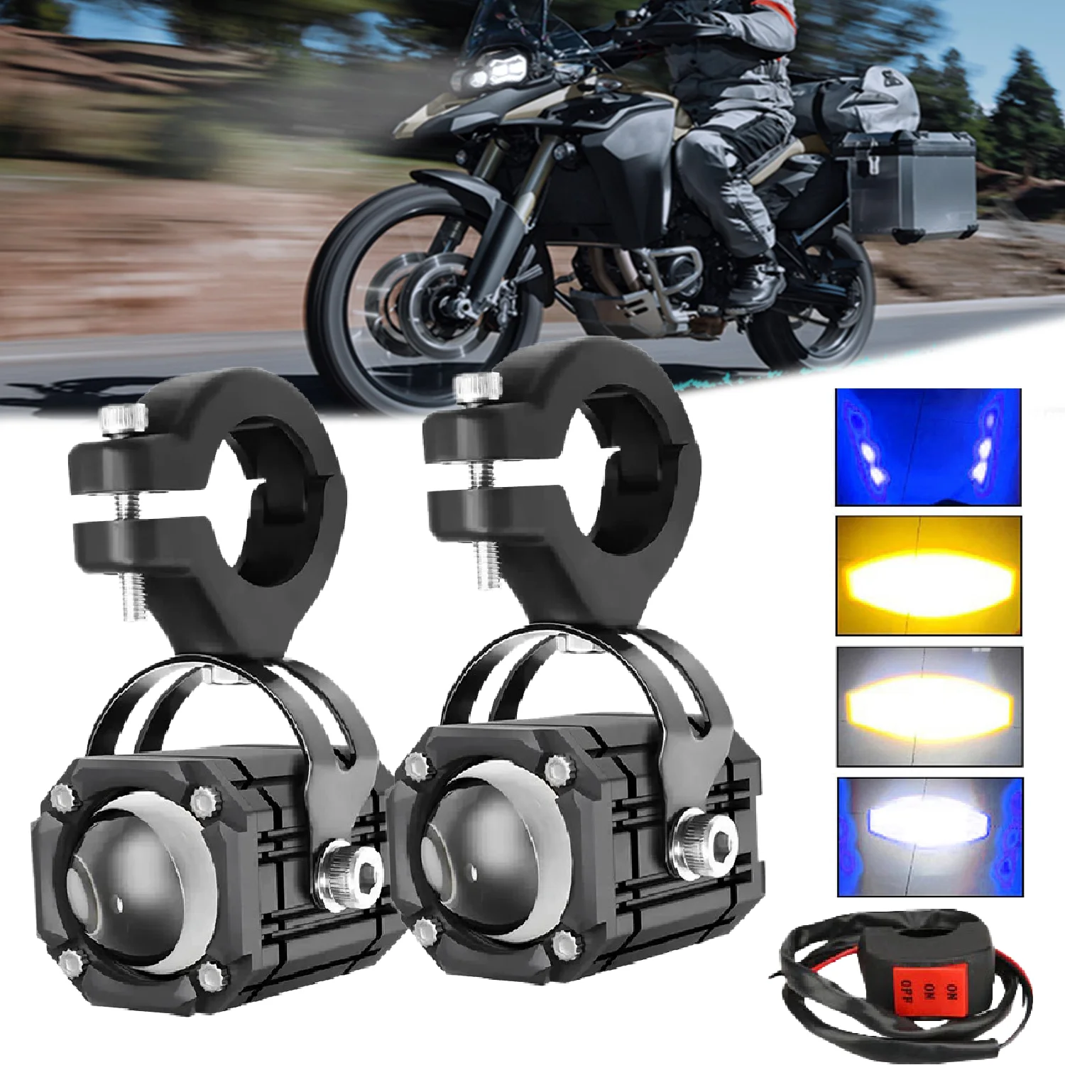 Foco auxiliar faro blanco estroboscópico rojo azul Demon Eye luces antiniebla para BMW R1200GS ADV F800GS F650 K1200S Accesorios