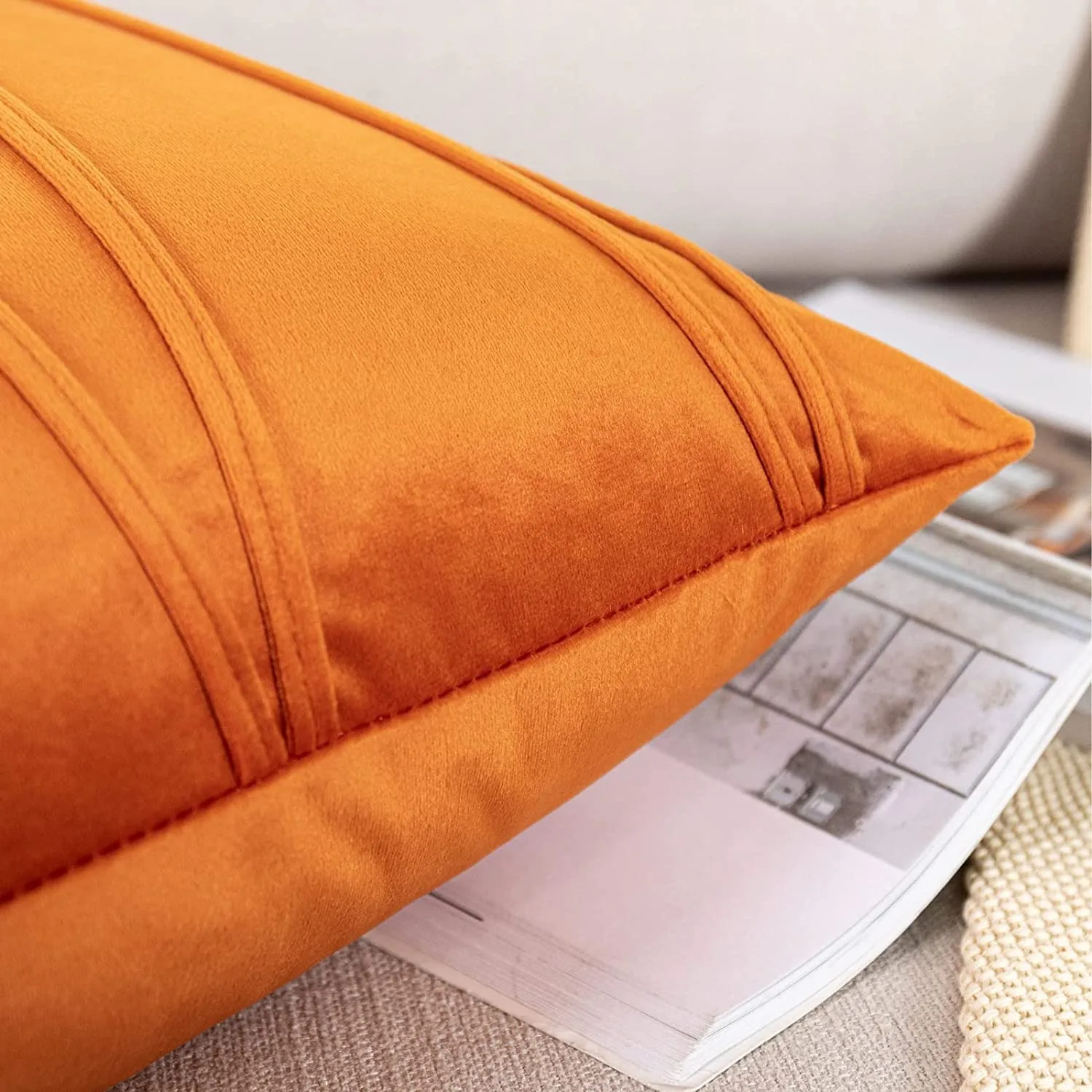 Soft Velvet Cushion Covers Orange Pillowcases for Living Room Sofa 30x50cm 45x45cm 50x50cm Nordic Home Decoration Pillows Cover