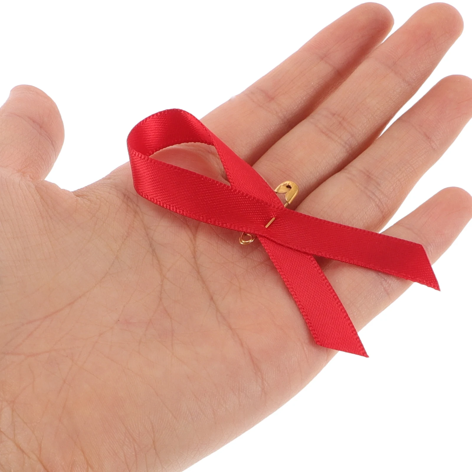 

200Pcs Red Ribbon Shaped Pins Symbol of Compassion for Aids Awareness Events Lapel Brooches for Fundraising Volunteer Campaigns
