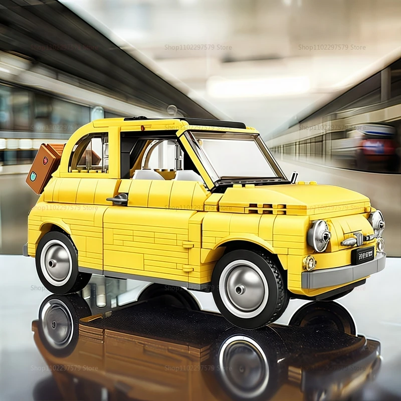 New 900+PCS 500 Building Blocks Set Classic Yellow Car Model Creative DIY Vehicle Construction Toys Gift For Kids Boys And Girls