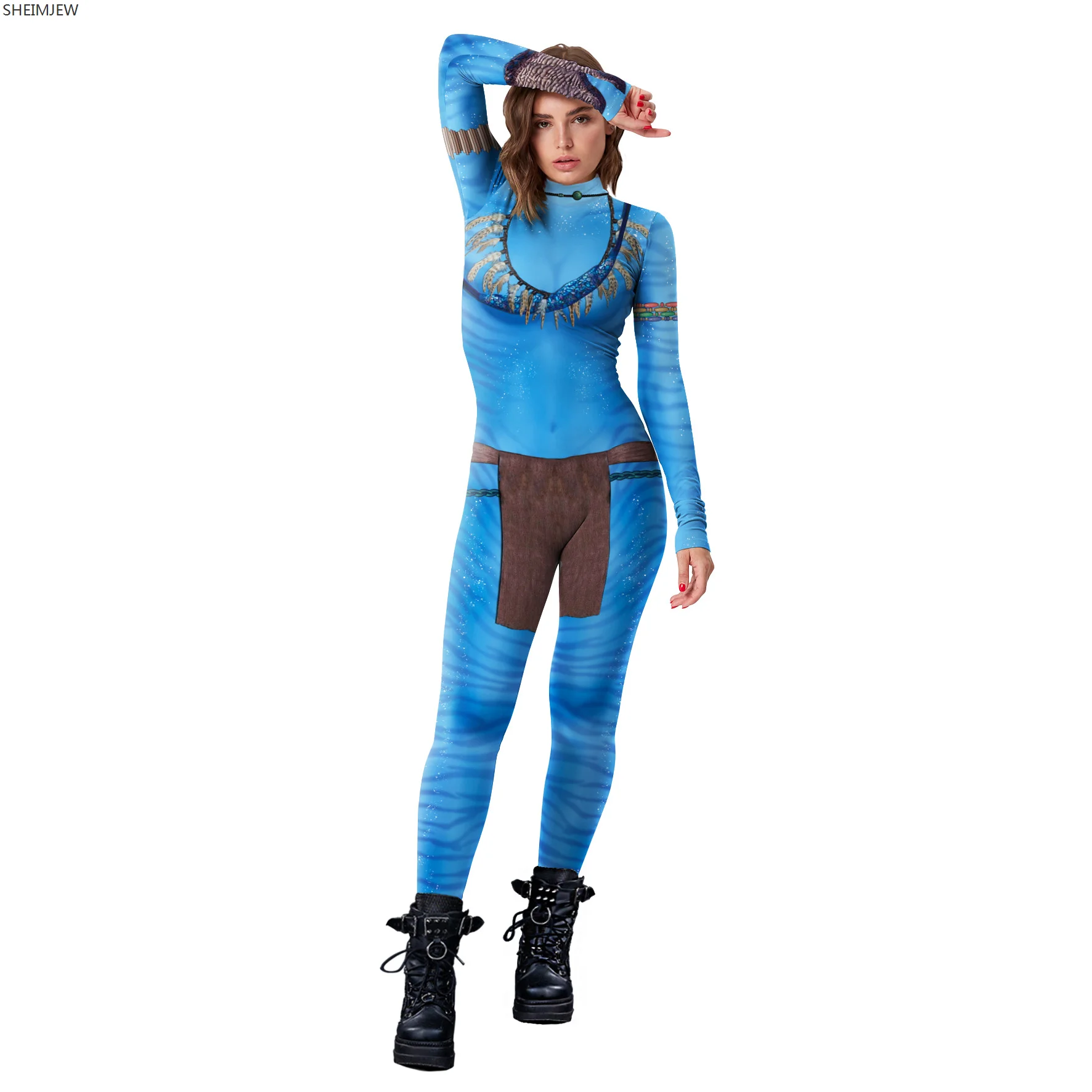 Women Men Avatar Roleplay Costume The Way of Water Alien Cosplay 3D Print Jumpsuit Halloween Zenti Party Sexy Bodysuit