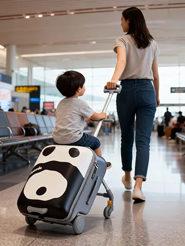 1-piece set of children's luggage that can be sat on and ridden, with a pull rod and carry-on travel case, a travel essential that can be disassembled, suitable for children aged 2-12 years