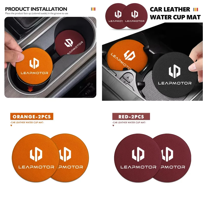 Stop Noise Anti-Scratch Auto Cup Holder Slot Mat Suede Anti-Slip Coaster Pad 2 Pack for Leapmotor C10 C11 C01 T03 B10 REEV