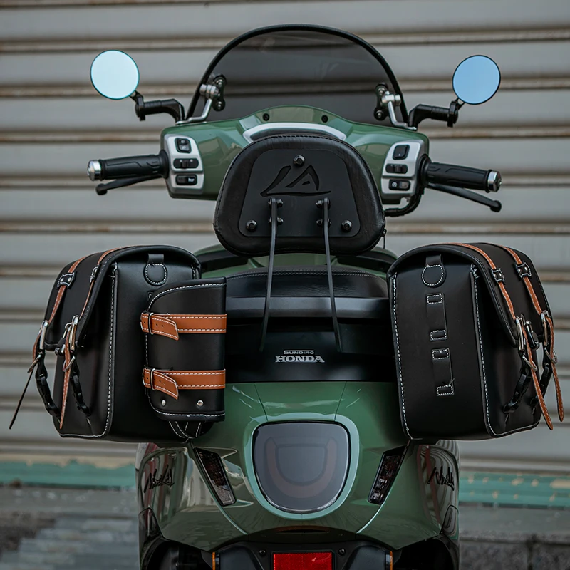 

Scooter retro waterproof side bag exquisite saddle side bag motorcycle pedal rear trunk camel shoulder bag travel hanging bag