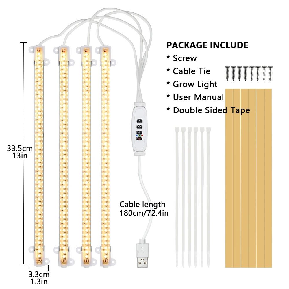 2/3/4 LED Grow Light Strips 220V For Indoor Plants USB Full Spectrum Phyto Lamp Dimmable Timer Hydroponic Lamp Greenhouse Flower