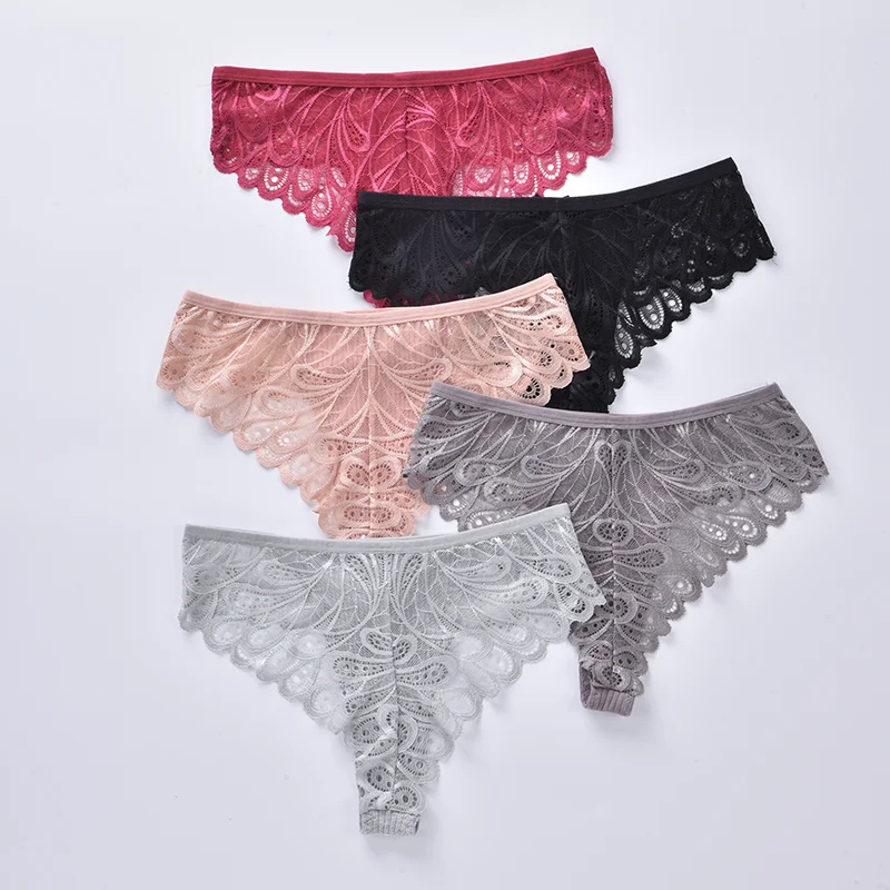 Women Sexy Lace Panties Low Waist G String Floral Female Thongs Womens Intimates Thong Comfortable and Soft G-string