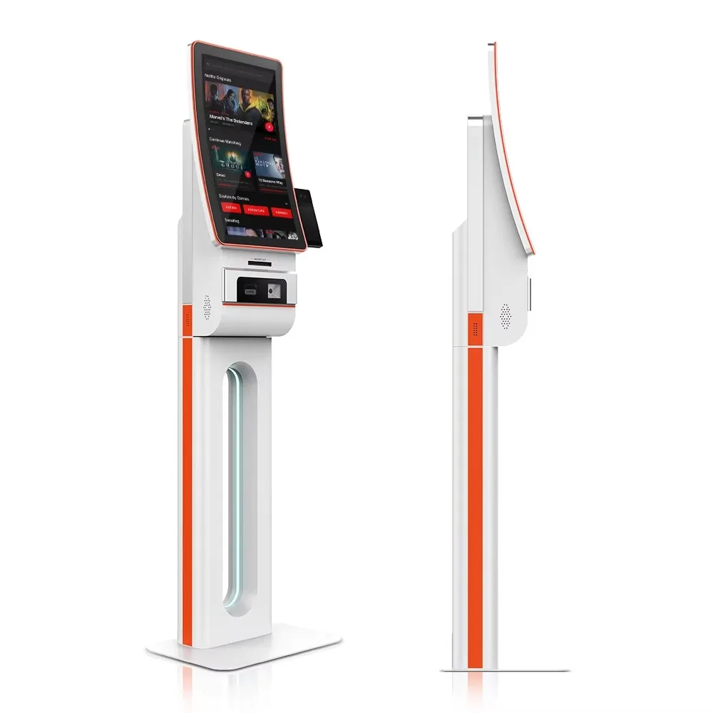 23.6 Inch Curved Screen Cashless High-efficiency Self Service Ordering Machine with SDK Barcode Reader for Fast Food Restaurants