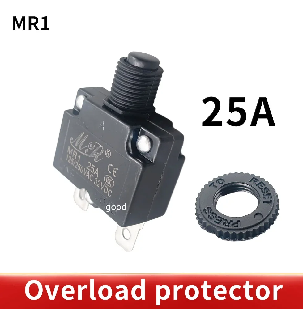 1pcs Reset thermal switch MR1 25A 125/250VAC 32VDC overload protection circuit breaker overload protector