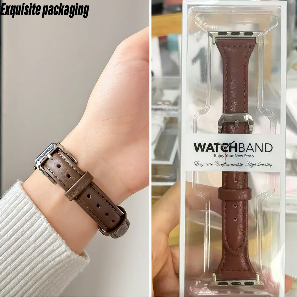 حزام جلدي نحيف لساعة أبل باند 40/44 ملم 41 ملم 45 ملم 46 ملم 42 ملم سوار iWatch Series 11 9 8 7 SE 3 6 5 4 10 Ultra3/2 49 ملم #1