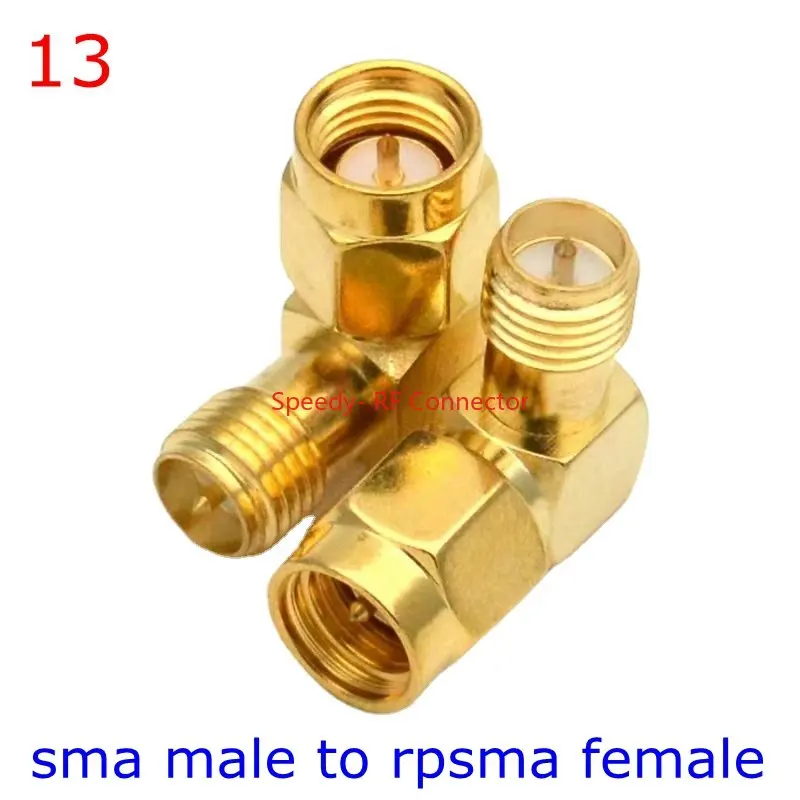 2 teile/los sma zu sma männlich weiblich gerade Stecker 90 Grad rechtwinkliges T-Stück Typ 3way Splitter rpsma zu RP-SMA männlichen Adapter rf