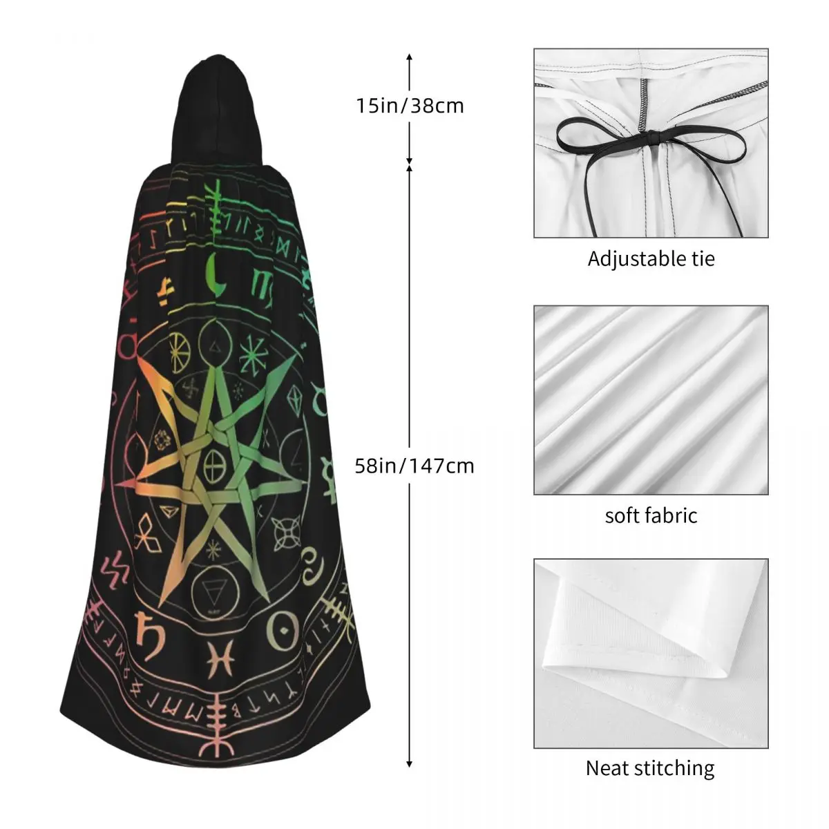 위카 조디악 롱 후드 망토 마녀 중세 의상 코스프레 케이프 할로윈 뱀파이어 성인 유니섹스
