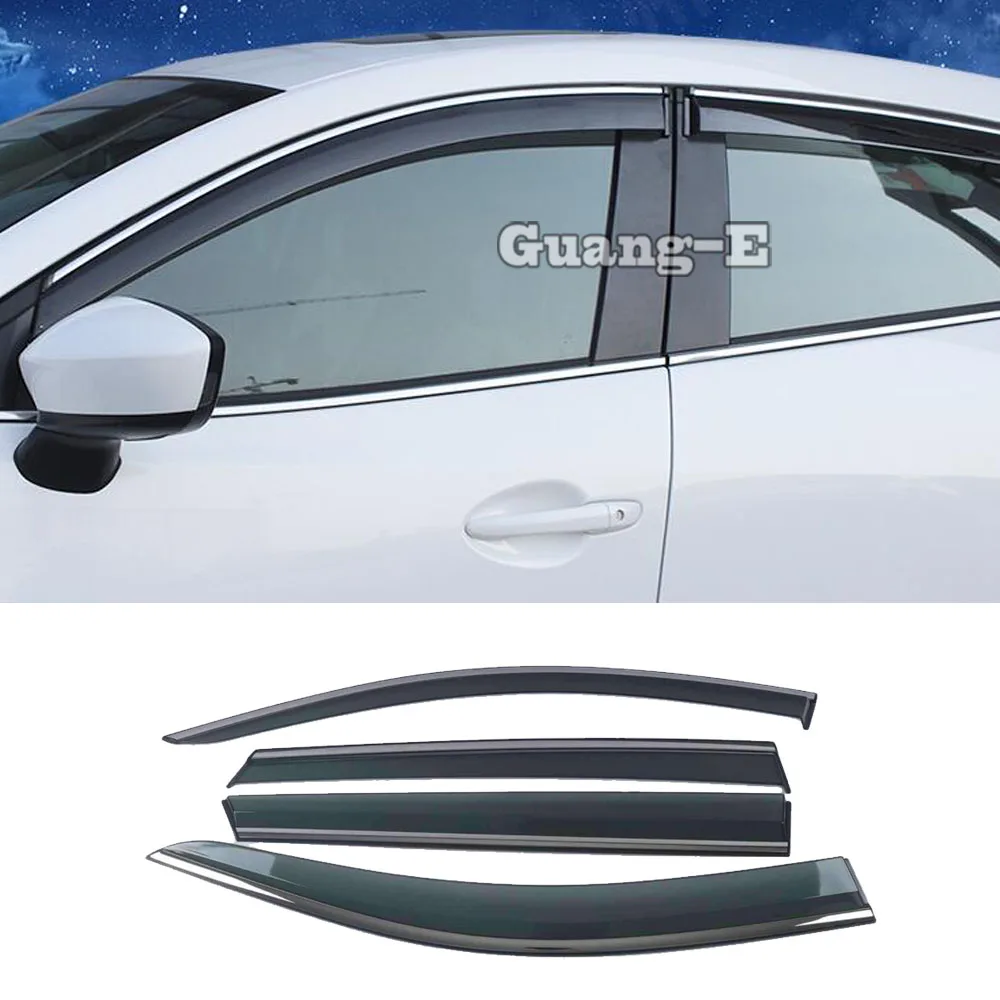 

For Peugeot 5008 2017 2018 2019 2020 2021 Body Cover Stick Lamp Plastic Window Glass Wind Visor Rain/Sun Guard Vent Part 4PCs