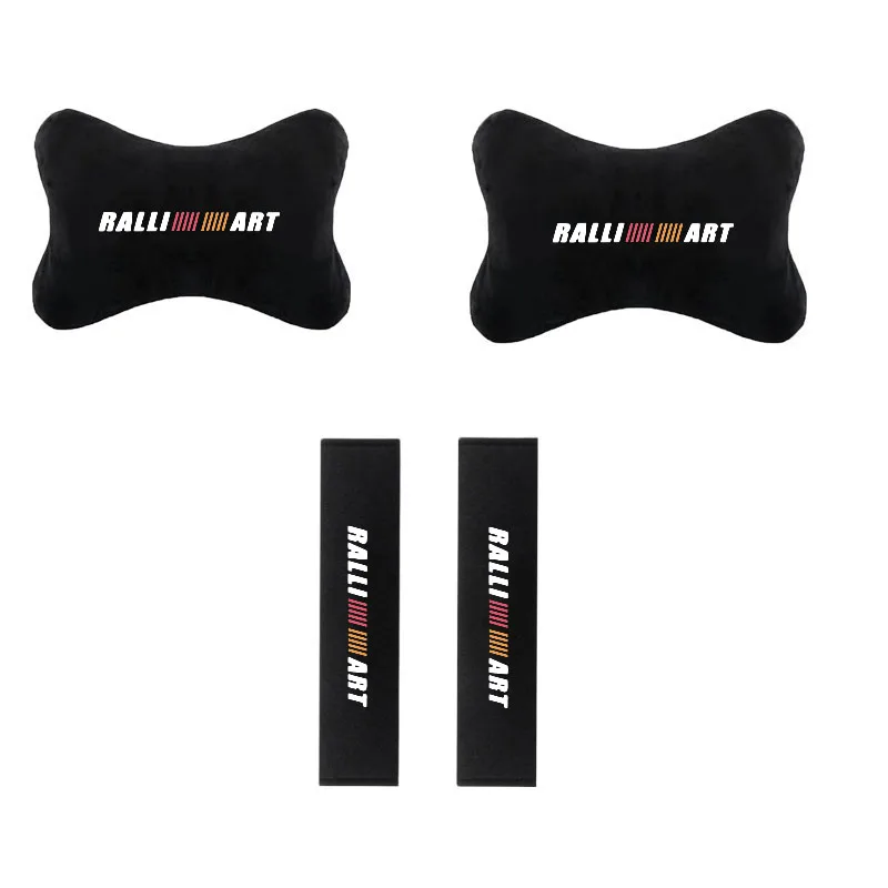 Car Seat Headrest Neck Pillow Belt Shoulder Pads for RALLIART Auto Accessories