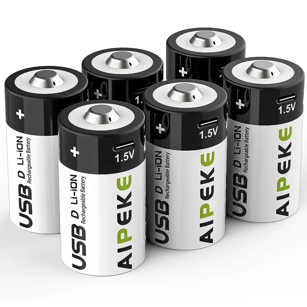 

AIPEKE 1.5V d Size Rechargeable Battery Lipo 1.5v d r20 rechargeable batteries d size Type-C Charging for Flashlight Gas Cooker