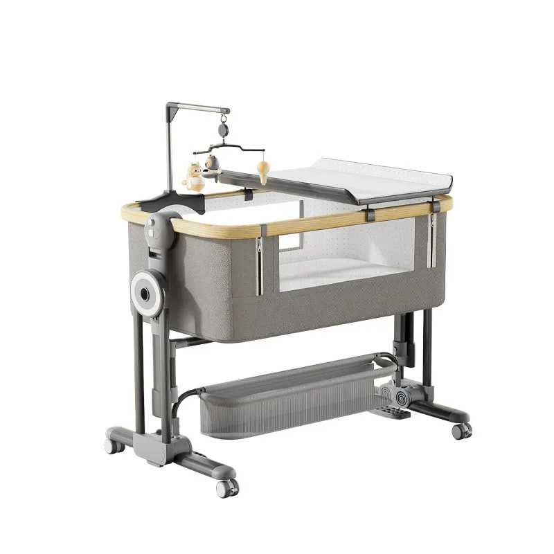 Crib Splicing Queen Bed Multifunctional Movable Folding Children's Bed Baby Newborn Bed Diaper Table