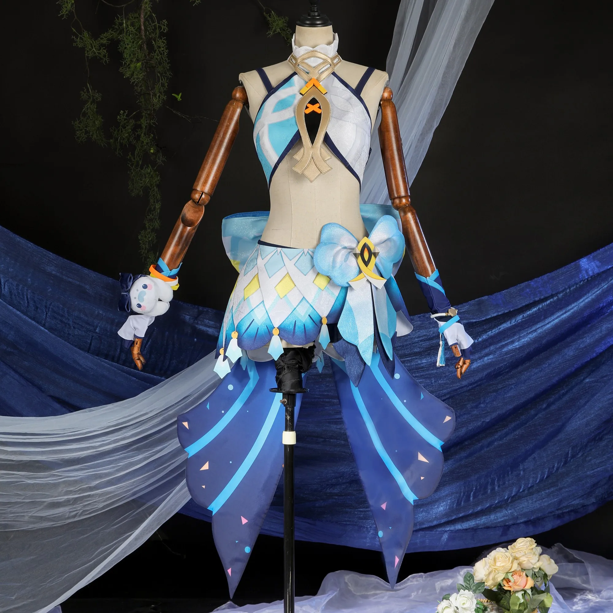 

Natlan Mualani Cosplay Game Genshin Impact Costume Full Set Dress Up With Cute Doll Back For Comic Con Party