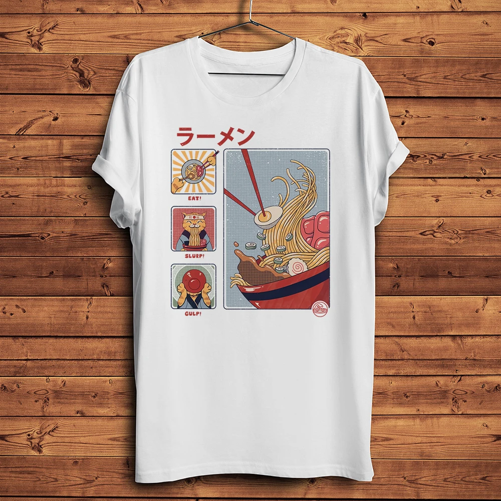 steps of eat ramen Funny vintage Manga TShirt Men Short Sleeve O-neck Casual anime T Shirt Streetwear Unisex Tee