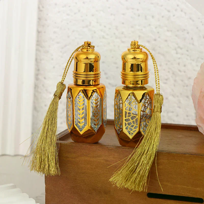 6ML Mini Steel Ball Roll-on Bottle Luxury Gold Glass Perfume Sample Vials Portable Refillable Bottles Travel