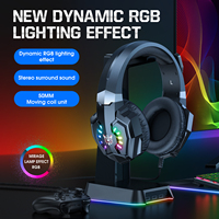 ONIKUMA X32 Black Wearable Wired Gaming Headset with Flexible Mic LED Lights, Dynamic RGB Lighting