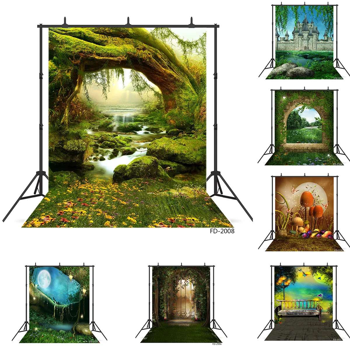 

Fantasy Forest Elves Photography Backdrop Magical Mushroom House Castle Photophone Children Photo Backgrounds For Photo Studio