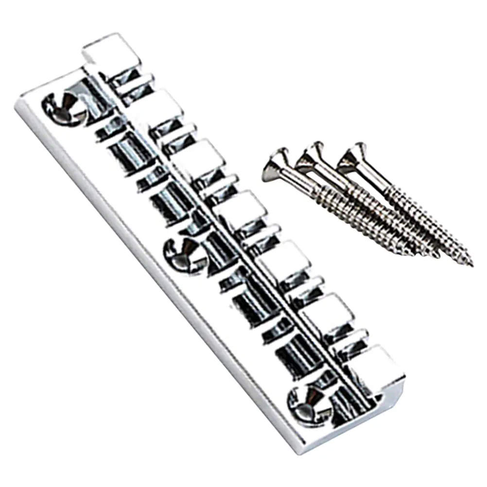 

Guitar Bridge Replacement Electric Acoustic Accessories Silver Metal Saddle Sturdy Adjustable Fixed Harp Compatible String