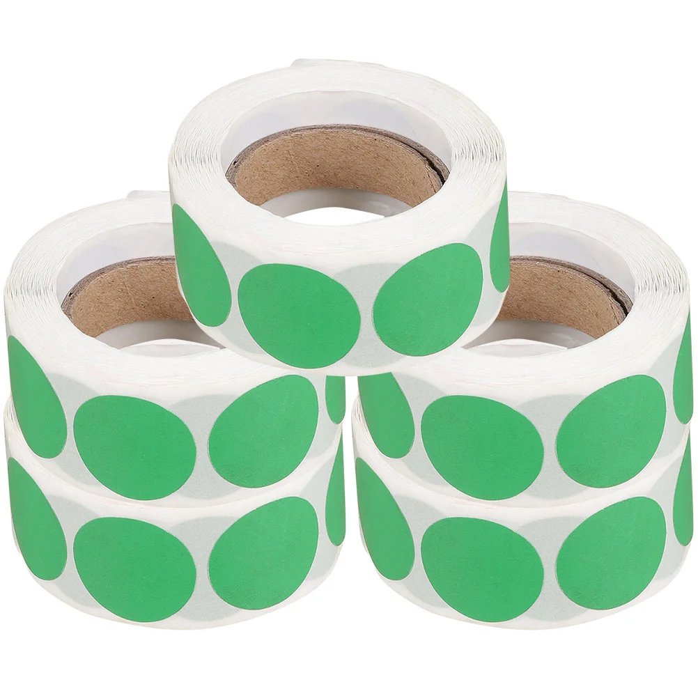 

5 Rolls Round Dot Stickers Adhesive Label Tags Bright Colored Reusable Stickers for Classifying Seasonings Home Office