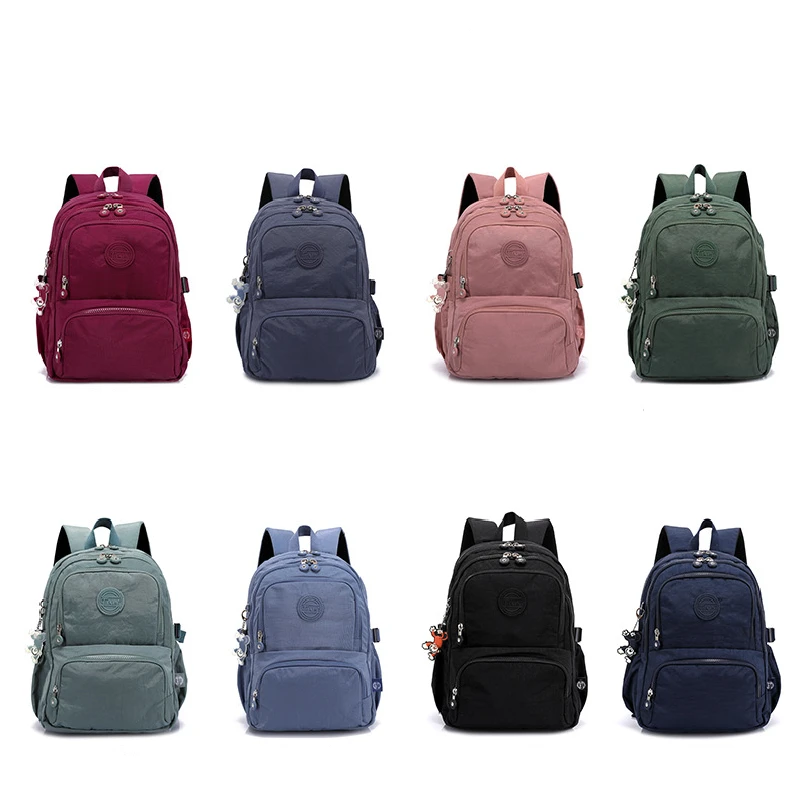 TEGAOTE نايلون مقاوم للماء سعة كبيرة A4 الرجال النساء على ظهره حقيبة مدرسية لصبي فتاة حقيبة سفر أخضر أزرق أحمر وردي أسود M2302