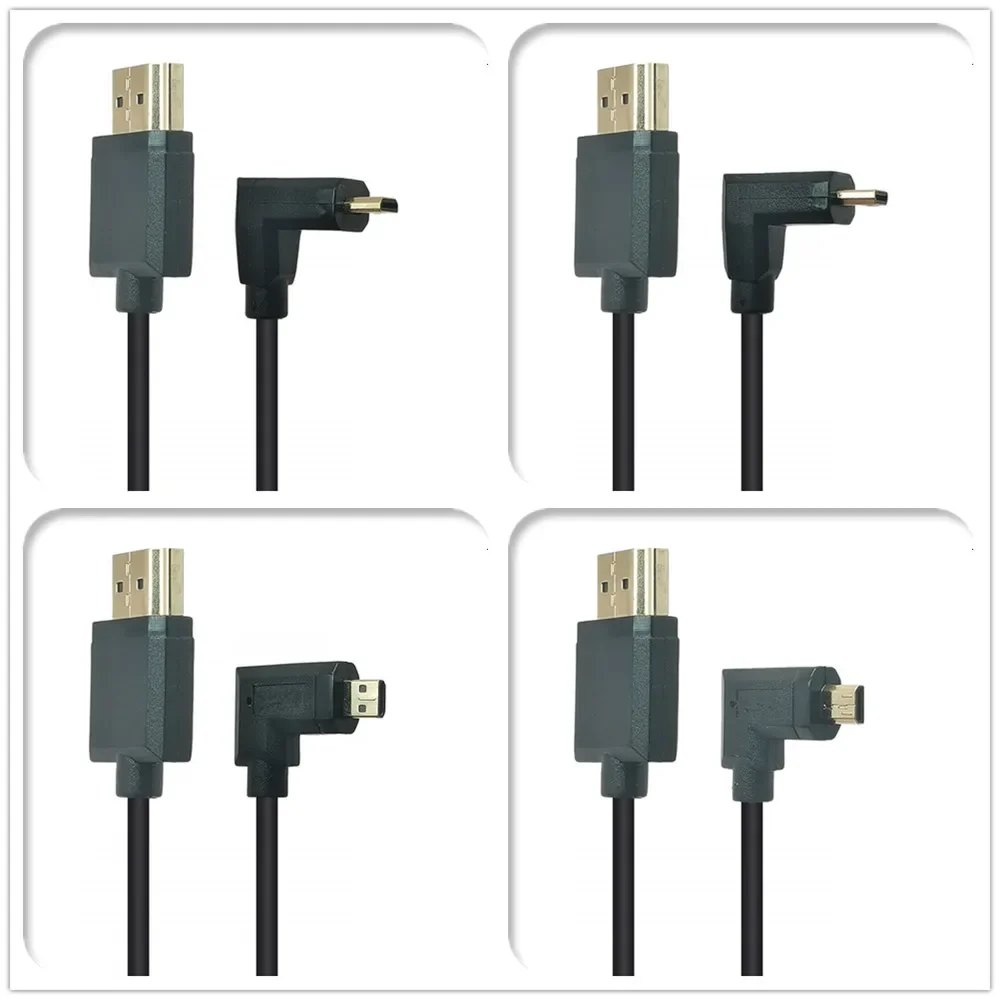 Прямоугольный 90 градусов Micro HDMI-совместимый кабель 4K/60 Гц между мужчинами для камеры HDTV, ноутбука, проектора, дисплея, кабель 2,0 В, 15 см