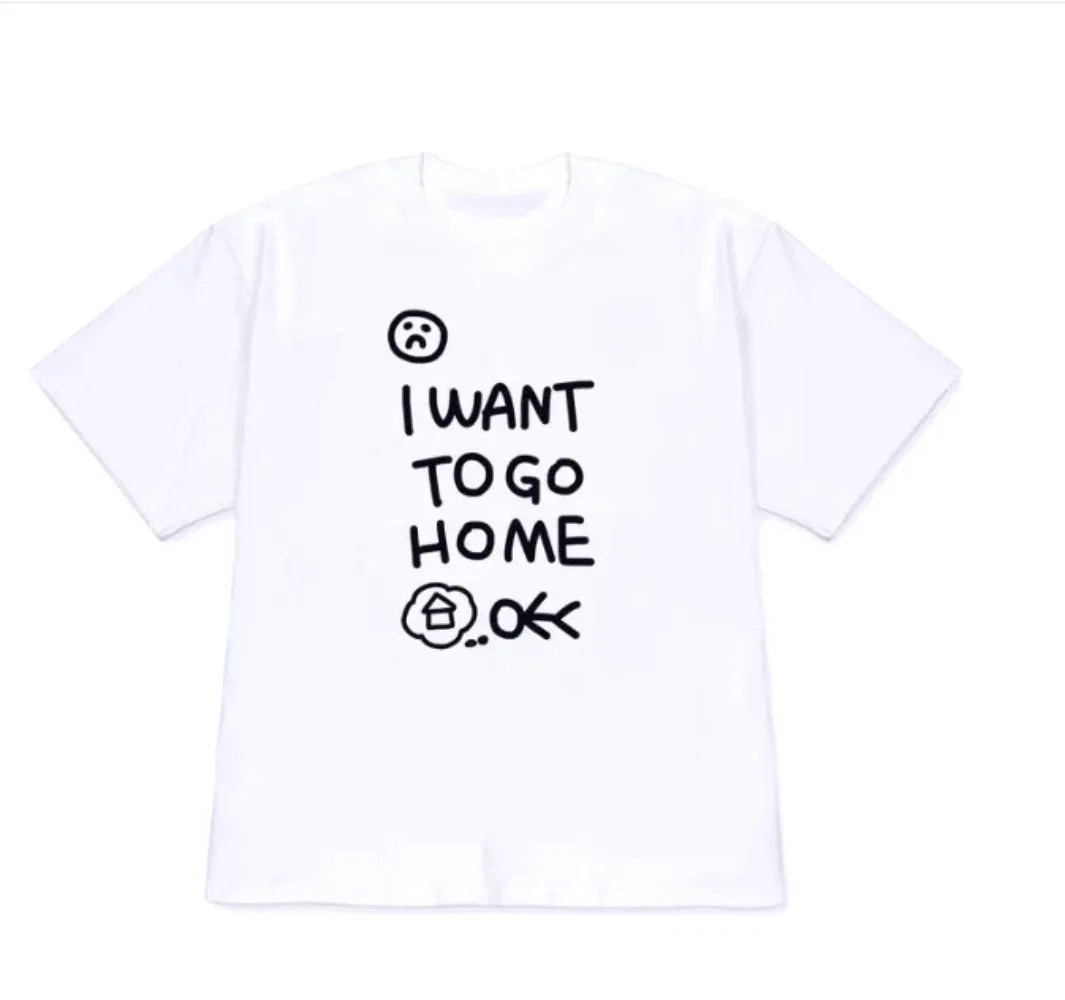 Summer Kawaii Print Women Top Funny I Want To Go Home Funny Graphic Tee Women Casual Y2k Short Sleeve Round Neck Humor Cute Tee
